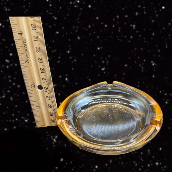 Mid Century Light Amber Art Glass Ashtray MCM Cigar Glass Tray 4.25”Wide - Picture 5 of 9
